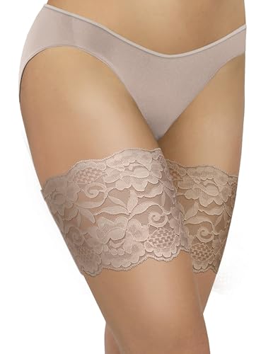 Sesto Senso Sexy Muslo Bandas de Encaje Elásticas Antirozaduras con Cuatro Tiras de Silicona Sabia Carne 60-65 M