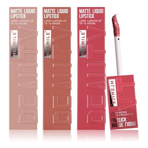 QIUFSSE 3PCS Liquid Lipstick Matte Long Lasting Waterproof Highly Pigmented Lip Stain Tint Non-Stick Cup Lip Gloss Velvet Labiales Professional Daily Lip Makeup-Set A Cover