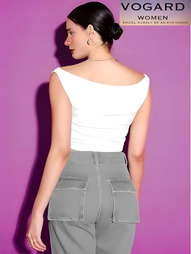 Image of VOGARD Women Stretchable Sleeveless Regular Fit Crop Top | Women Top (526-576)