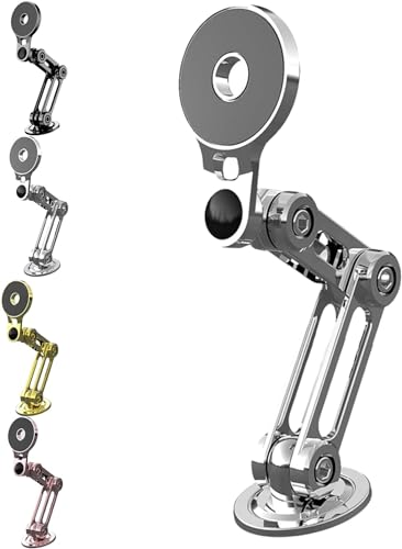 Yubbuio 車載スマホホルダー【2024 折りたたみ式 】、スマホホルダー 車 マグネット 、車載スマホホルダー折りたたみ式、車載ホルダー 360度回転 長さ伸縮可折りたたみ式 車載ワイヤレス充電器 車載ホルダー マグネット高級アルミ合金、最新延長アー