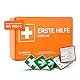 Verbandkasten C nach neuer DIN 13157:2021, mit Wandhalterung/Wandmontage, Betriebsverbandkasten/Erste-Hilfe-Kasten für Betriebe, Büro & Baustelle gemäß ASR, orange (Betriebsverbandkasten)