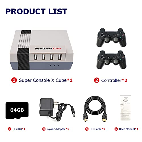 90,000+ Games,Classic Mini Game Console,Super Console X Cube,Compatible With Psp/Ps1/Dc,Game Consoles Support 4K Hd Output,4 Usb Port,Up To 5 Players,Lan/Wifi,2 Gamepads,Best Gifts(64Gb) #TOP6