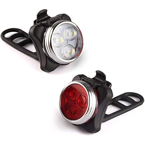 Topcom USB Rechargeable Bike Light Set, Super Bright, Bike Lights Front and Back, Waterproof, 4 Light Modes (2 Cables, 2 Straps). Cover