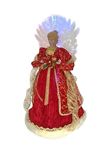 Windy Hill Collection 18" Inch Standing Red Fiber Optic Lighted Angel Christmas Tree Topper Or Table Top 167510 #TOP2