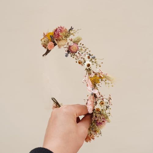 Corona de flores secas para boda para niña miniatura 5