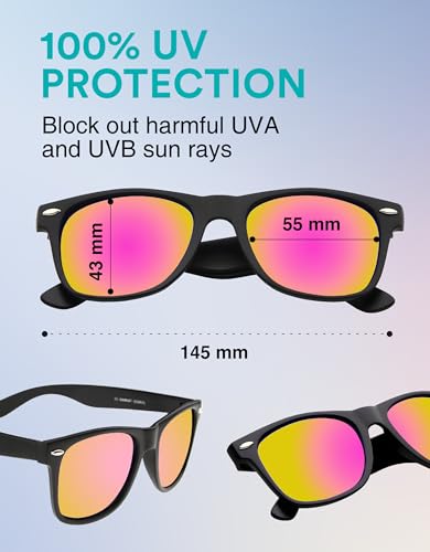 Image of zeroUV - Classic Colored Mirror Lens Square Horn Rimmed Sunglasses for Men Women