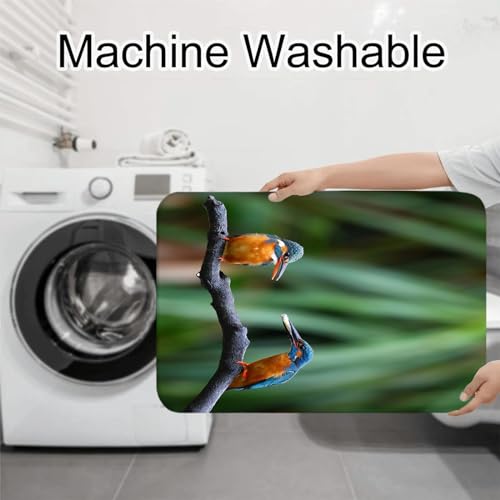 Badezimmerteppich Set Eisvogel&Grün Badgarnitur 3 Teilig Mikrofaser Badematten Set rutschfest U FöRmige Duschvorleger Super weich, Schnell Trocknend WC-Garnitur Teppich – Bild 8