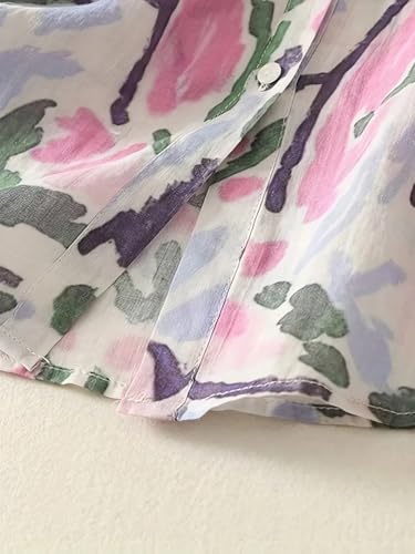 Image of Gufrina Women's Casual Button-Down Shirt with Multicolor Floral Print & Half Sleeves, Collar Neck
