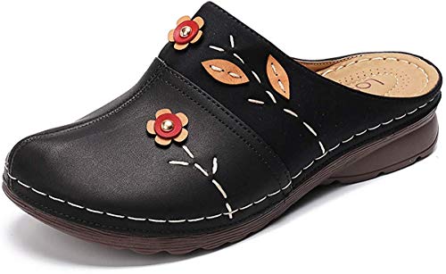 image for gracosy Clogs Shoes for Women, Summer Leather Slippers Loafers Slip on