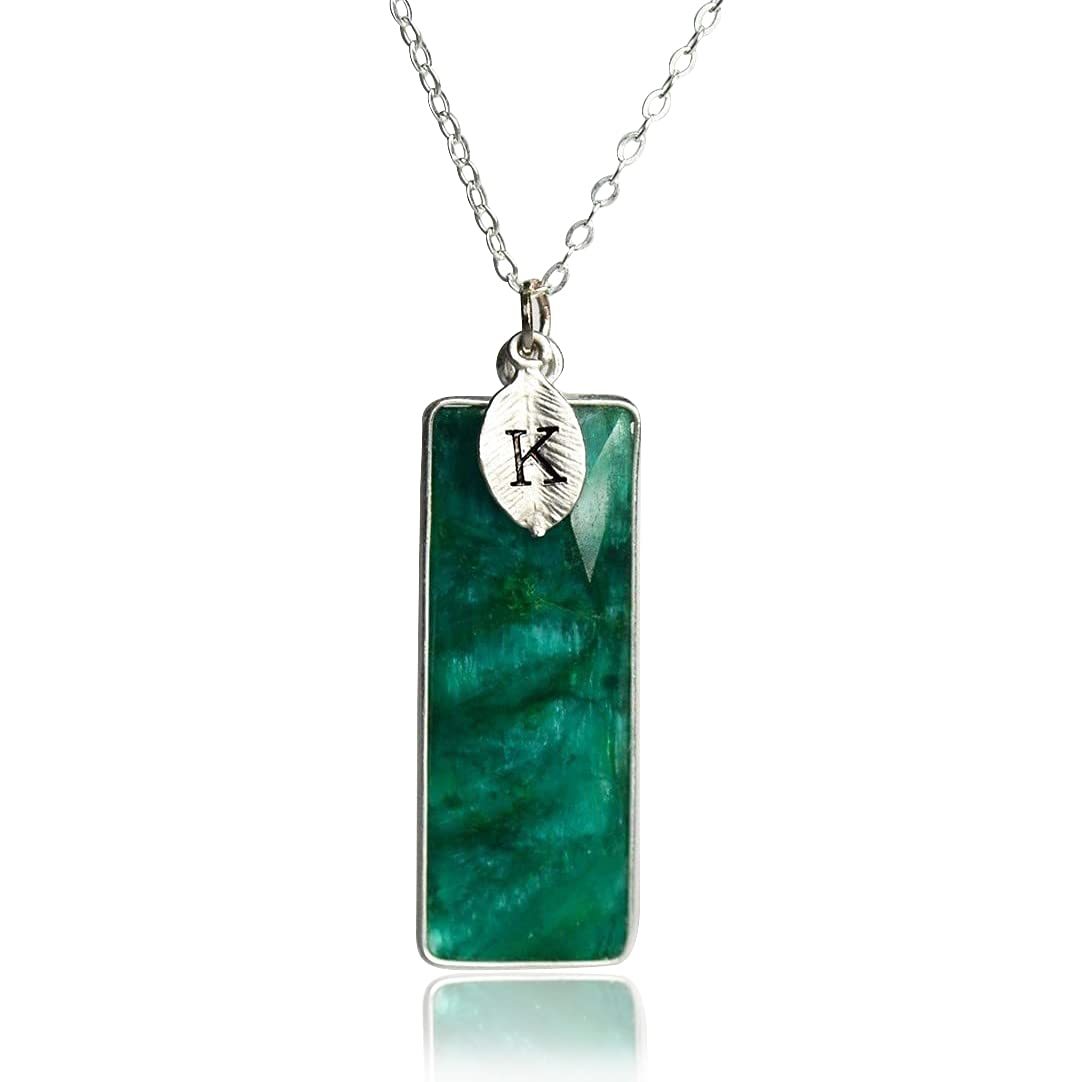 Susabella Rectangular Gemstone Necklace, Birthstone Jewelry, Sterling Silver or 18K Gold, Personalized Bar Necklace, Gifts for Mom