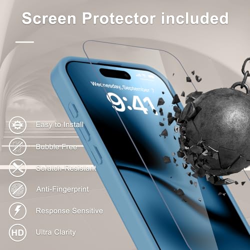 Image of YENAPOON for iPhone 15 Pro Case, Matte Magnetic Phone Cover [with 1 Screen Protector] [Support for MagSafe] [Shockproof Military Grade Protection] Translucent Frosted Back, Lavender Purple