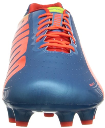 PUMA PUMA Men's Evospeed 1.2 Firm Ground Soccer Shoe,Sharks Blue/Fluorescent Peach/Fluorescent Yellow,12 M US