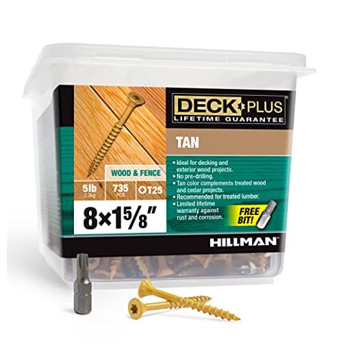 Deck Plus 48412 Wood Screws #8 x 1-5/8", Tan, 5lb Box