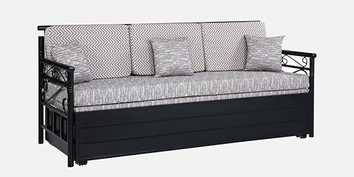 Image of 3 Seater Metal Sofa Cum Bed with Hydraulic Storage | Queen Size Sofa Cum Bed | 3 Seater Sofa Set, Metal Sofa Set for, Living Room, (Queen Size (Multi Grey & Black)