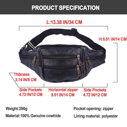 LFWATAXY 1 pochete de couro, bolsa de cinto, multifuncional, pochete de couro, ajustável, tiracolo p