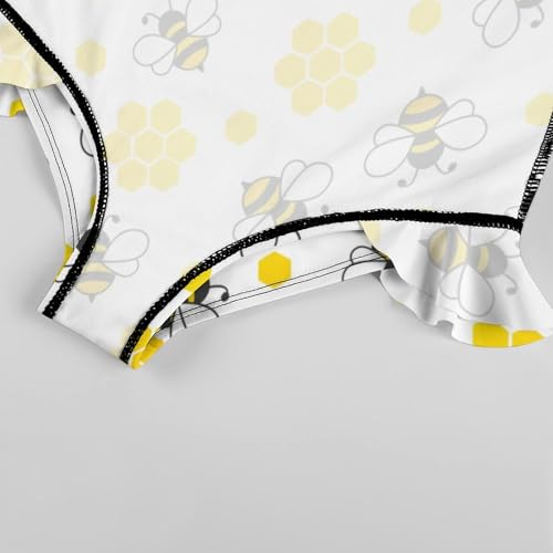 Image of Girls One Piece Swimsuit Cute Alpacas Hearts Stars Ruffles Swimwear Bathing Suits 3-12 Years