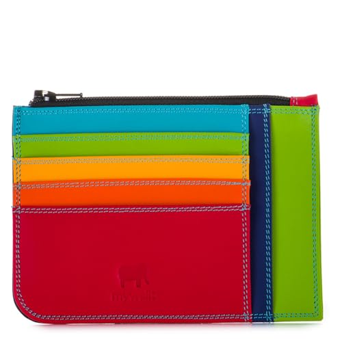 mywalit Slim Leather Credit Card Holder | 4 Card Slot with Coin Purse | Zipped ID Window & Note Section | Black Pace | Stylish & Compact Accessory for Men & Women | Perfect for Everyday Use