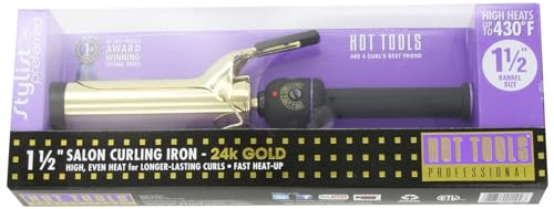 HOT TOOLS Ferro de Ondulação Em Ouro 24K Pro Artist | Cachos Definidos e Duradouros (1-1/2 Pol.)