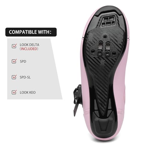 Image of Womens Cycling Shoes Compatible with Peloton Bike Clip in Ladies Indoor Cycling Road Bike Riding Biking Shoes, Pre-Installed Delta Cleats