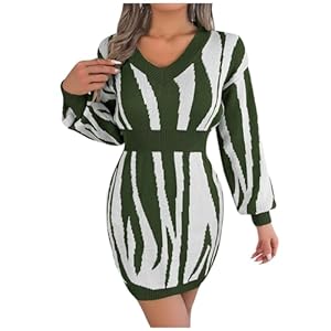 Women'S White Dress Fashion Casual V-Neck Contrast Long Sleeve Waist Wrap Hip Sweater Dress, S-L 5 41lstarfscl. sl500 . ss300