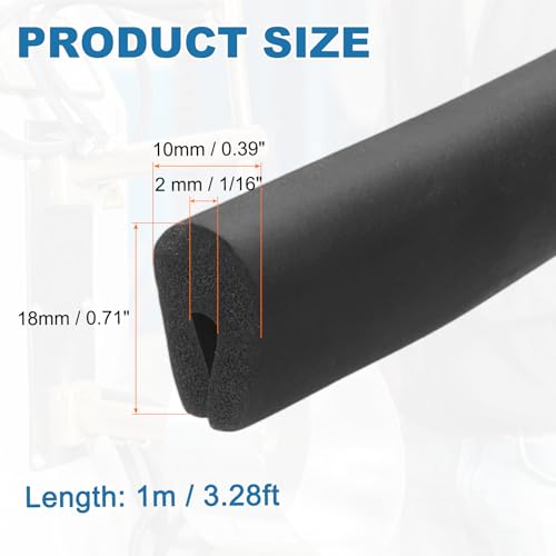 PATIKIL ゴム縁トリム 1/16"(2mm)×3.3フィート長さ EPDM Uチャンネルエッジプロテクター U形ガスケット 3-5mm用ミラーガラスプロテクター 黒 (10x18mm)