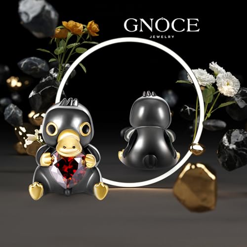 Image of GNOCE Embraces Heart Gemstone Bead Charms 925 Sterling Silver Rabbit Horse Triceratops Snake Monkey Cat Platypus Sloth Bear Pig Yak Ghost Matryoshka Doll Jewelry Gift for Women