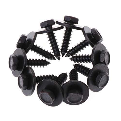 planuuik 10 Stück 4,8x19mm Blechschrauben Unverlierbare Unterlegscheibe 8mm Sechskantkopf Schwarz