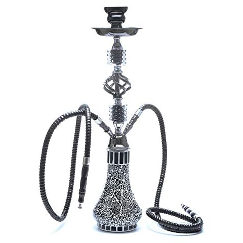 Desert camel Hookah, Double Hose Glass Hookah, Hookah Set Modern Glass Craft Shisha Hookah Narguile Completo Sisha Pipe Chicha with Nargile Accessories Flavour Bowl Charcoal Tongs,B Cover