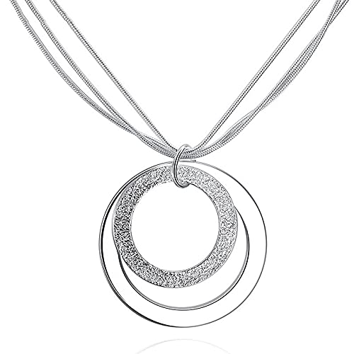 Collier 925 double rond mat 18 pouces en argent fin pour femme