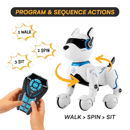Top Race Ferngesteuertes Roboter-Hundespielzeug für Kinder, interaktives und intelligentes Tanzen, um den Welpenroboter zu schlagen, benimmt sich wie echte Hunde, Geschenkspielzeug für Mädchen und Jun