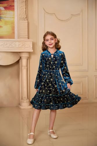 GRACE KARIN Girls Long Sleeve Velvet Dress Sparkle Cut Out Christmas Fall Party Dresses Size 6-144