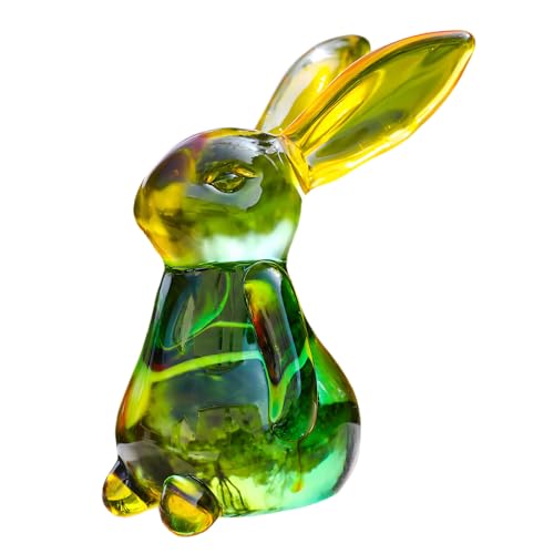Bbajszx Sculpture Artistique de Lapins en Verre, Colorful