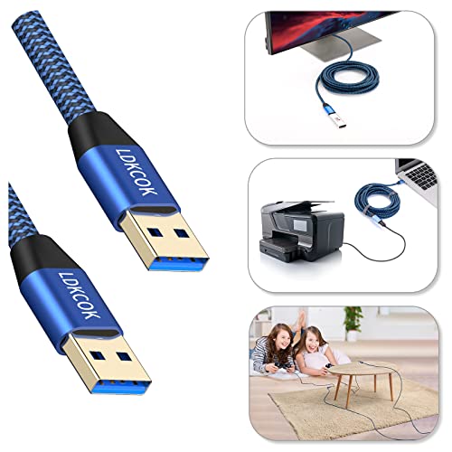 Usb To Usb Cable 15Ft,Durable Braidedfor Usb 3.0 Male To Male Type A To Type A Cable Data Transfer Compatible With Hard Drive, Laptop, Dvd Player, Tv, Usb 3.0 Hub, Monitor, Camera, Set Up Box And More #TOP2