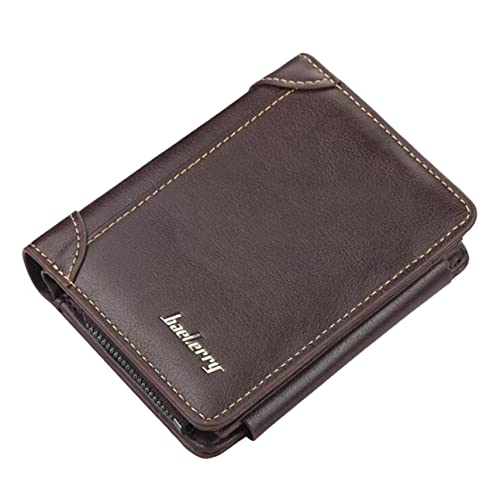 Men's Leather Trifold Wallet,Credit Card Holder, Vintage Short Wallet with Id Window