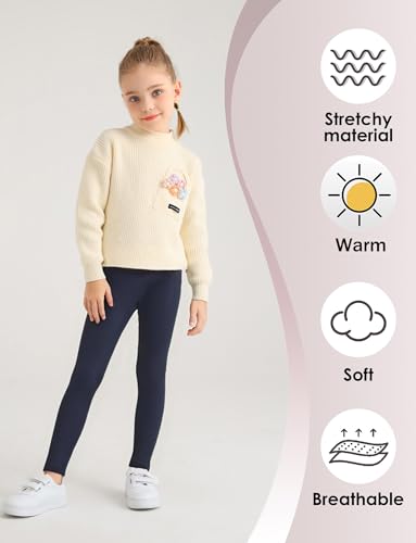 Girls' Fleece-Lined Leggings Kids Stretchy High Waist Sports Tight Pants 5-13 Years2