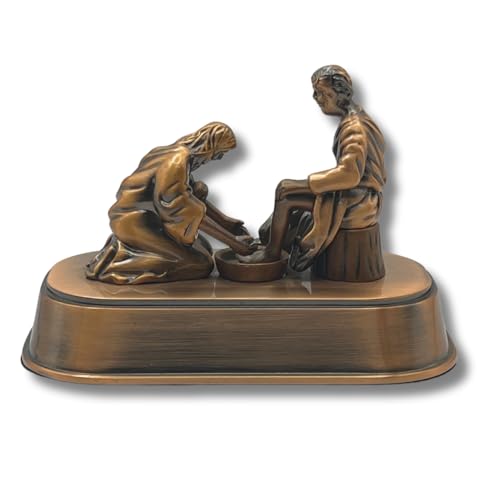 Estatua de Jesús lavando pies de discípulos cobre 3 in miniatura 5