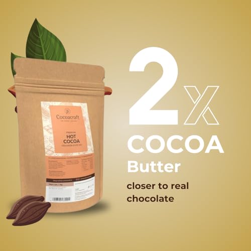 Image of Cocoacraft Hot Cocoa Chocolate Mix (1KG) Drinking Hot Chocolate Mix with 22% Cocoa Butter |100% Natural |