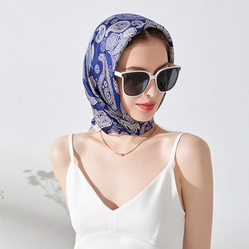 Image of SANNIDHI 2pcs Neck Head Scarf for Women Stylish Silk Hair Scarf Scarves with Vintage Prints for Sleeping, Hair Protection, and Multipurpose Styling (27.6x27.6n)
