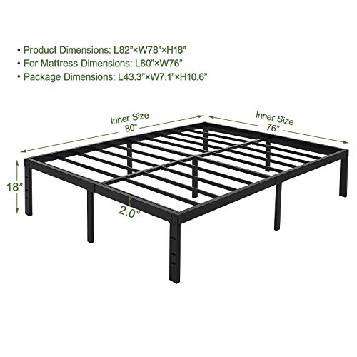 45Minst 18 Inch Platform Bed Frame/Easy Assembly Mattress Foundation / 3000Lbs Heavy Duty Steel Slat/Noise Free/No Box Spring Needed,King #TOP1