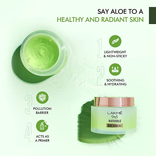 LAKMÉ 9 To 5 Naturale Aloe Aqua Hydrating Face Gel 50 G, With 100% Natural Aloe Vera, Lightweight Cooling Moisturizer - Moisturizes & Brightens Skin - Image 2