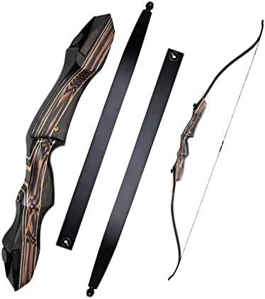 TACHYON ARCHERY Recurve Bow Wooden Bow and Arrow Adult for Hunting and Target Shooting Takedown Archery Bow, Right and Left Hand, Draw Weights in 25-60 lbs TACHYON ARCHERY Recurve Bow Wooden Bow and Arrow Adult for Hunting and Target Shooting Takedown Archery Bow, Right and Left Hand, Draw Weights in 25-60 lbs