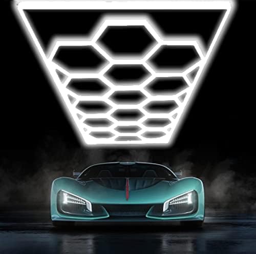 SENKOYU 15 LED Honeycomb Garage Lights, Car Beauty Detail Lights, Hexagonal LED Garage Ceiling Lights, IP54 for Car Repair Workshop Lights, 191x96inch