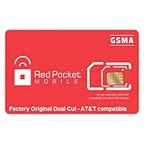 Red Pocket Dual Cut Gsma Sim Card AT&T Compatible Micro and Regular