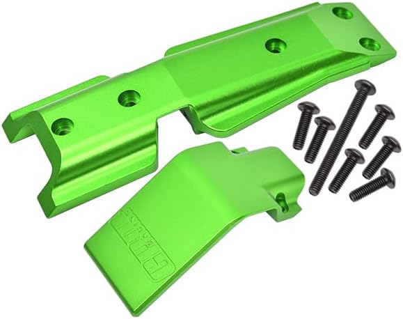 GPM For Traxxas E-Revo 2.0 VXL Brushless (86086-4) Upgrade Parts Aluminum Front Skid Plate - 2Pc Set Green