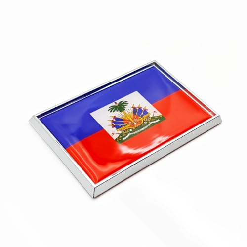Image of Haiti Flag Sticker Emblem Haitian Decal Car Chrome Flags, 2 Pack, 3 x 2 inches