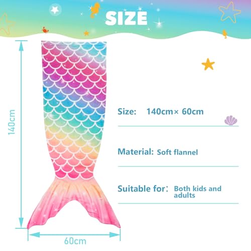 Miniatura 5 de Wernnsai Manta Cola De Sirena - Manta Portátil De Sirena De Felpa Para Niñas Niños Adolescentes Manta Para Acurrucarse De Forro Polar De Franela Suave All Seasons Bolsa De Dormir 140 X 60cm Arcoíris