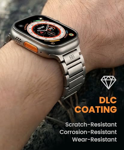 Image of Titanium Band Compatible with Apple Watch Ultra 3 /2 /1 49mm Band for Men & Series 11 /10 46mm, Grade 5 Titanium with DLC Coating for Ultra 3 Watch Band, Easy-Adjust Metal Band & Butterfly Clasp