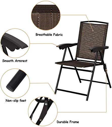 Giantex GT3687-2-WH Pack Patio Folding Chairs, Adjustable Sling Back Chairs thumb #4