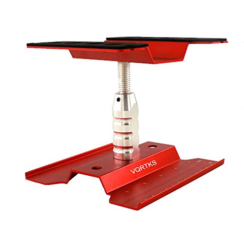 RC Car Work Stand Repair Workstation Tools Aluminum 360 Degree Rotation Lift Or Lower for 1/12 1/10 1/8 Scale Cars Trucks (Red)