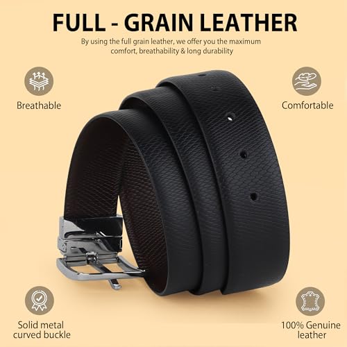 Image of HAYES LONDON Belts for Men Leather Original - Belt for Men Formal with Classic Design, Durable and Italian Reversible Men Belts for All Occasions